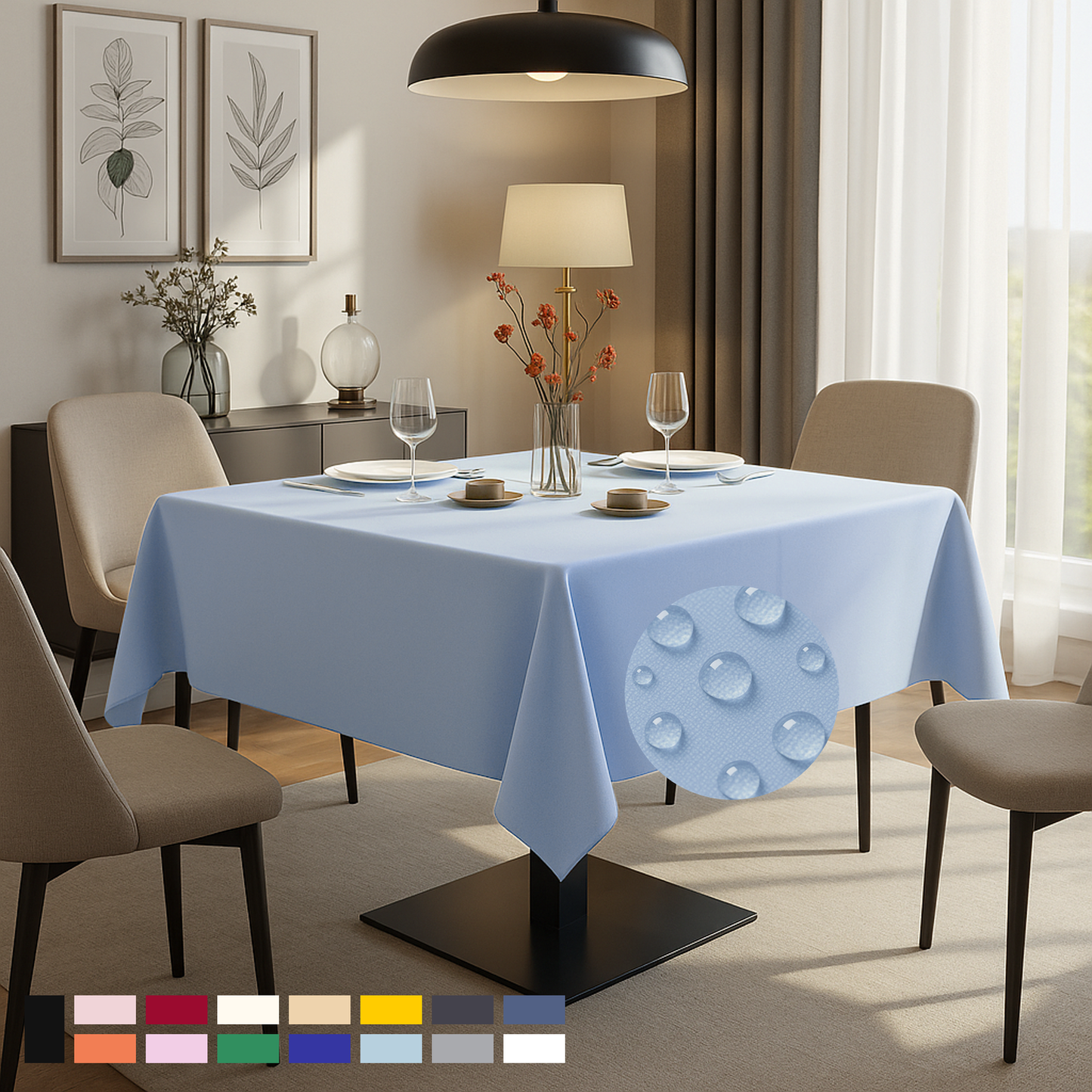 ComfiTime Durable Polyester Tablecloth Square