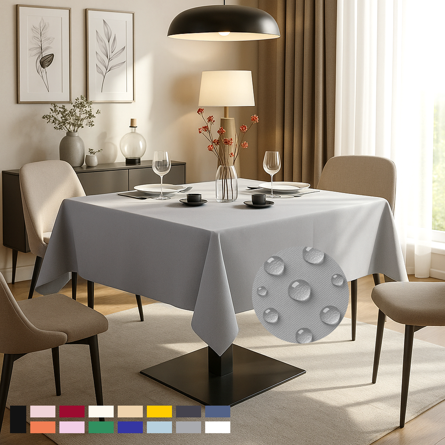 ComfiTime Durable Polyester Tablecloth Square
