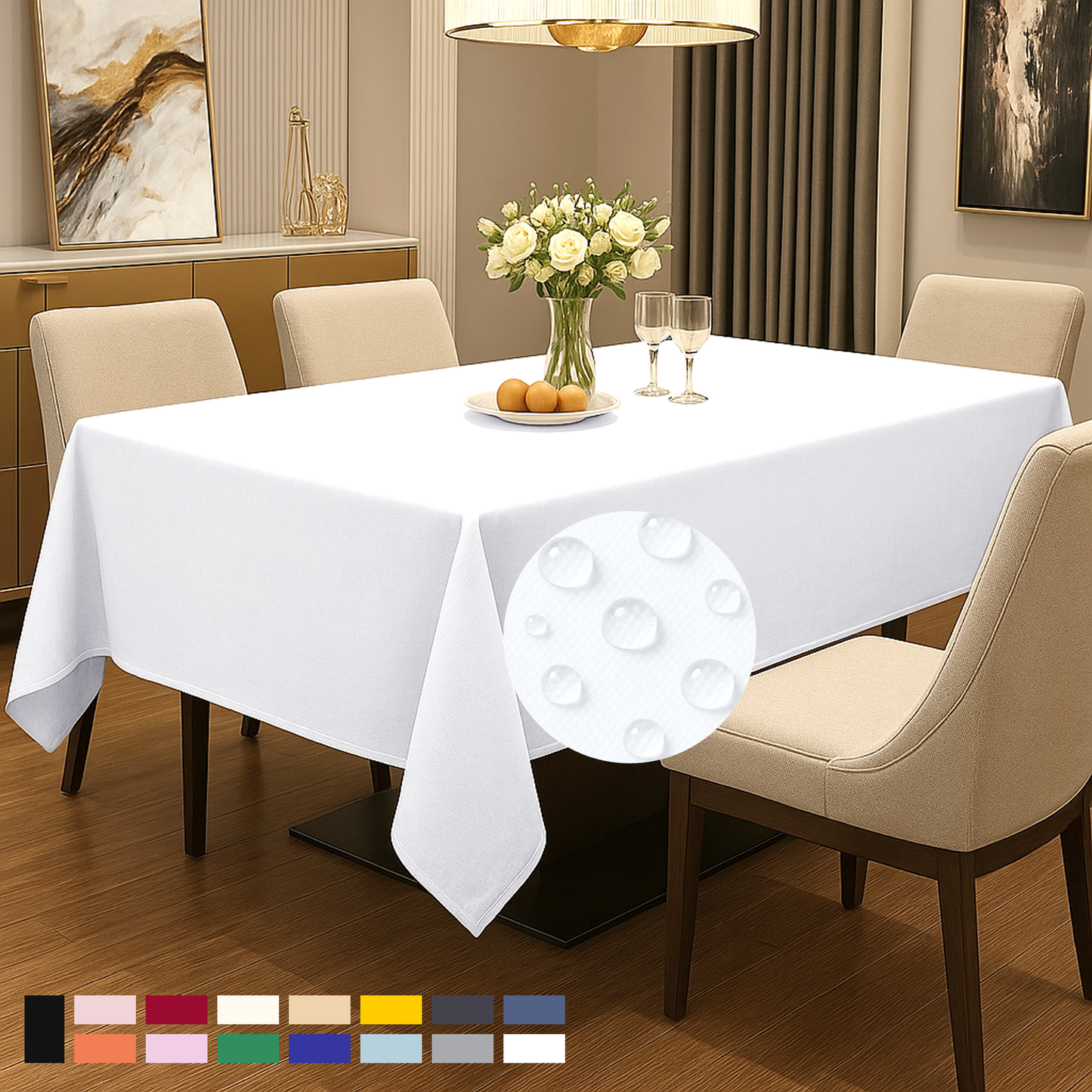 ComfiTime Durable Polyester Tablecloth Rectangle 1.0