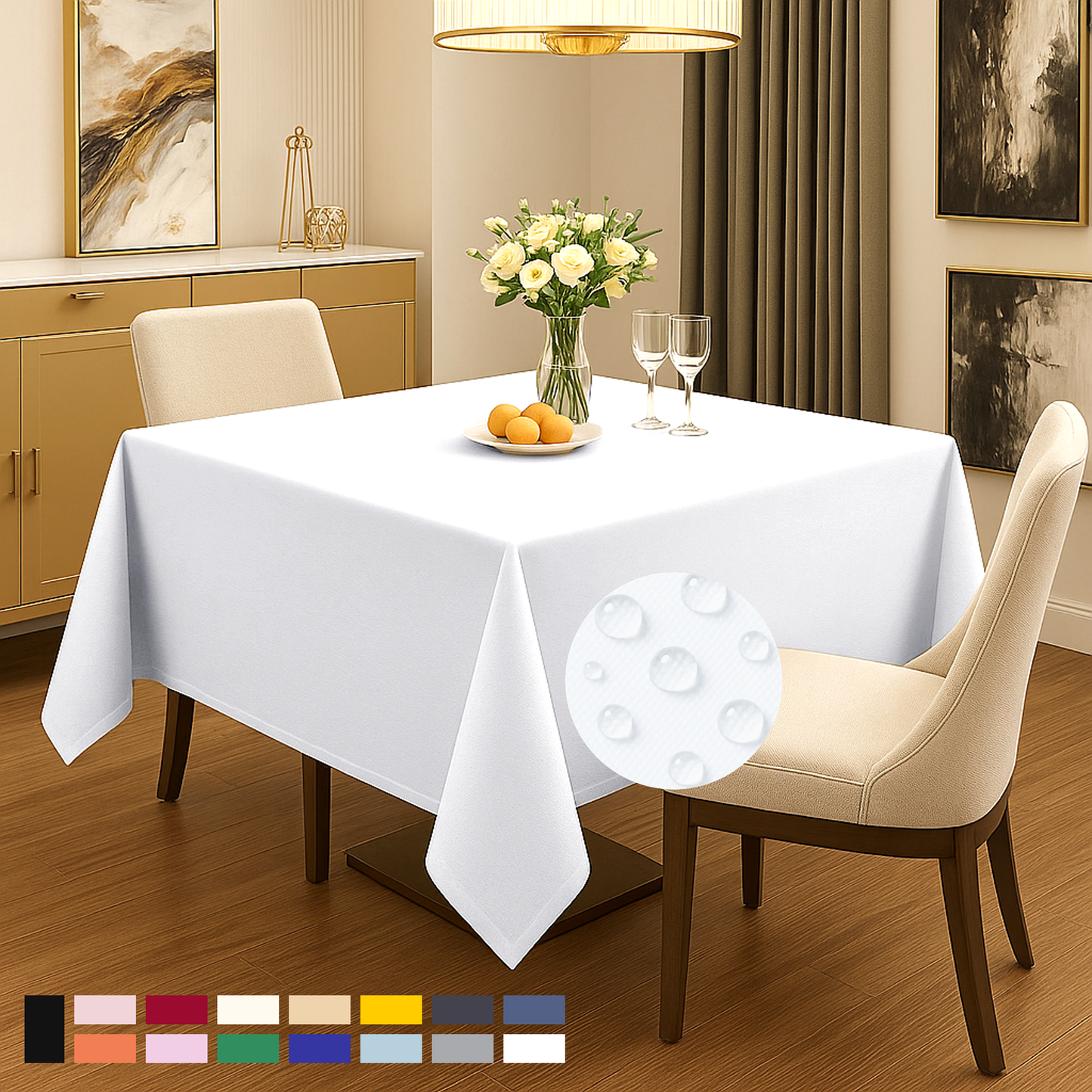 ComfiTime Durable Polyester Tablecloth Square