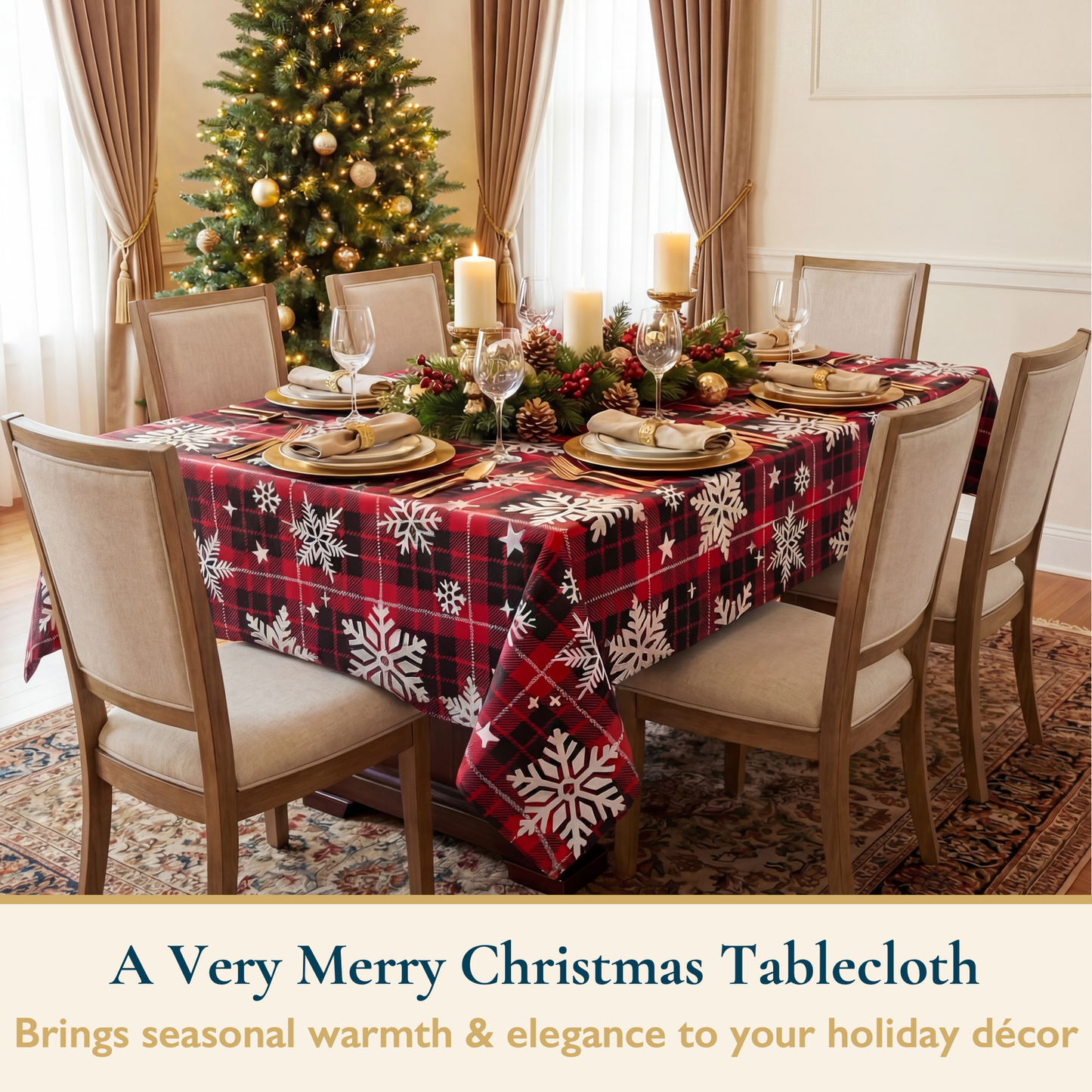 ComfiTime Christmas Vinyl Tablecloth