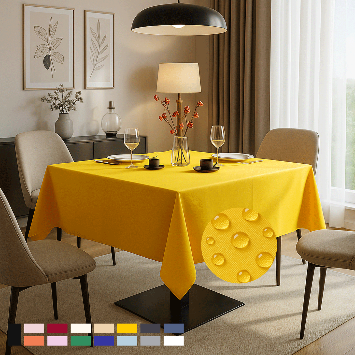 ComfiTime Durable Polyester Tablecloth Square
