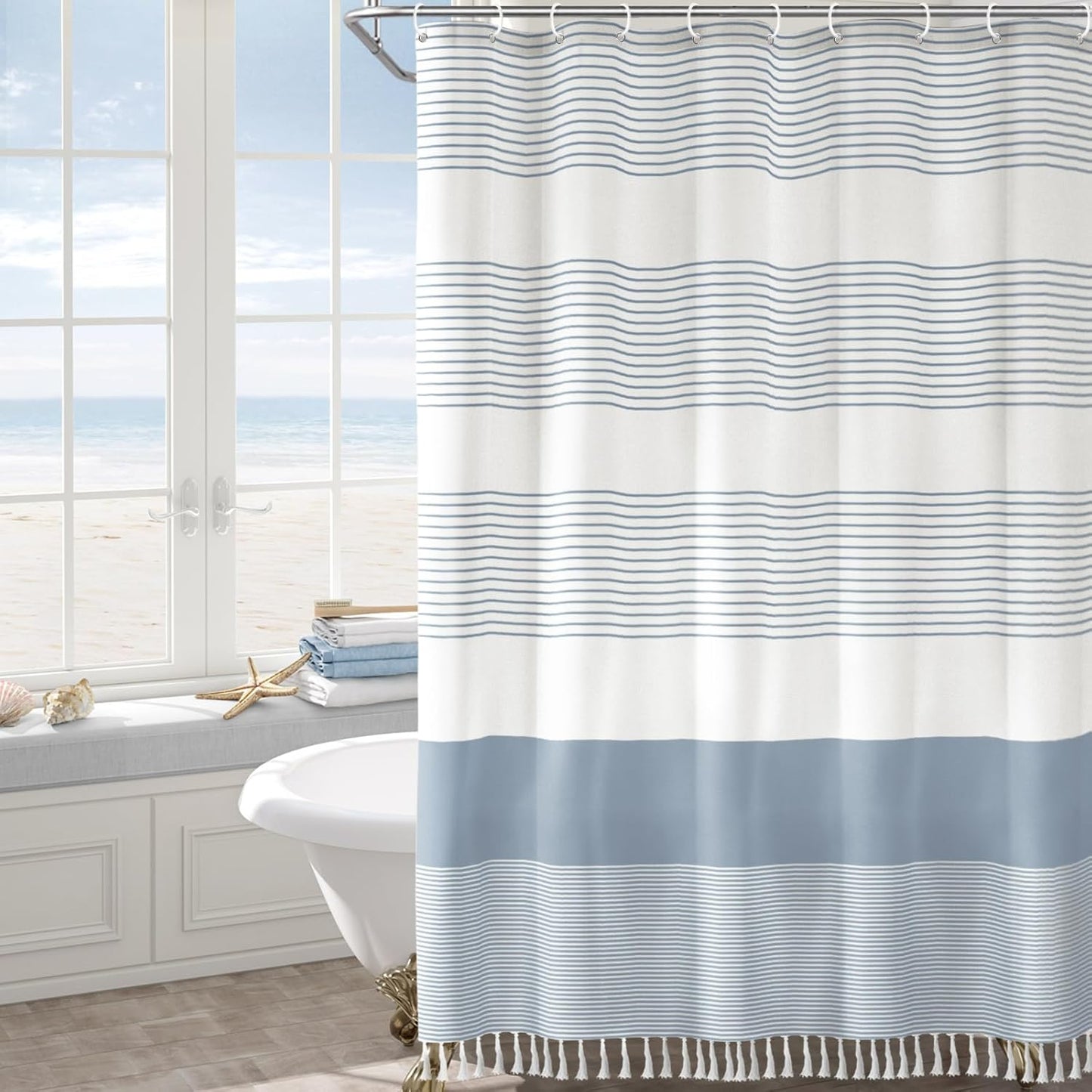 Shower Curtain - Long Tassel Stripes - New Color