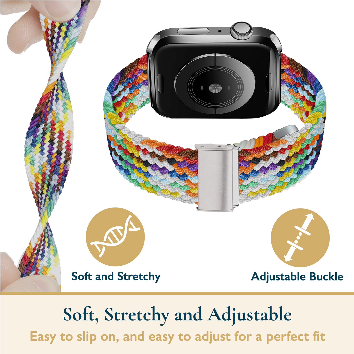 Braided Apple Watch Band With Adjustable Buckle