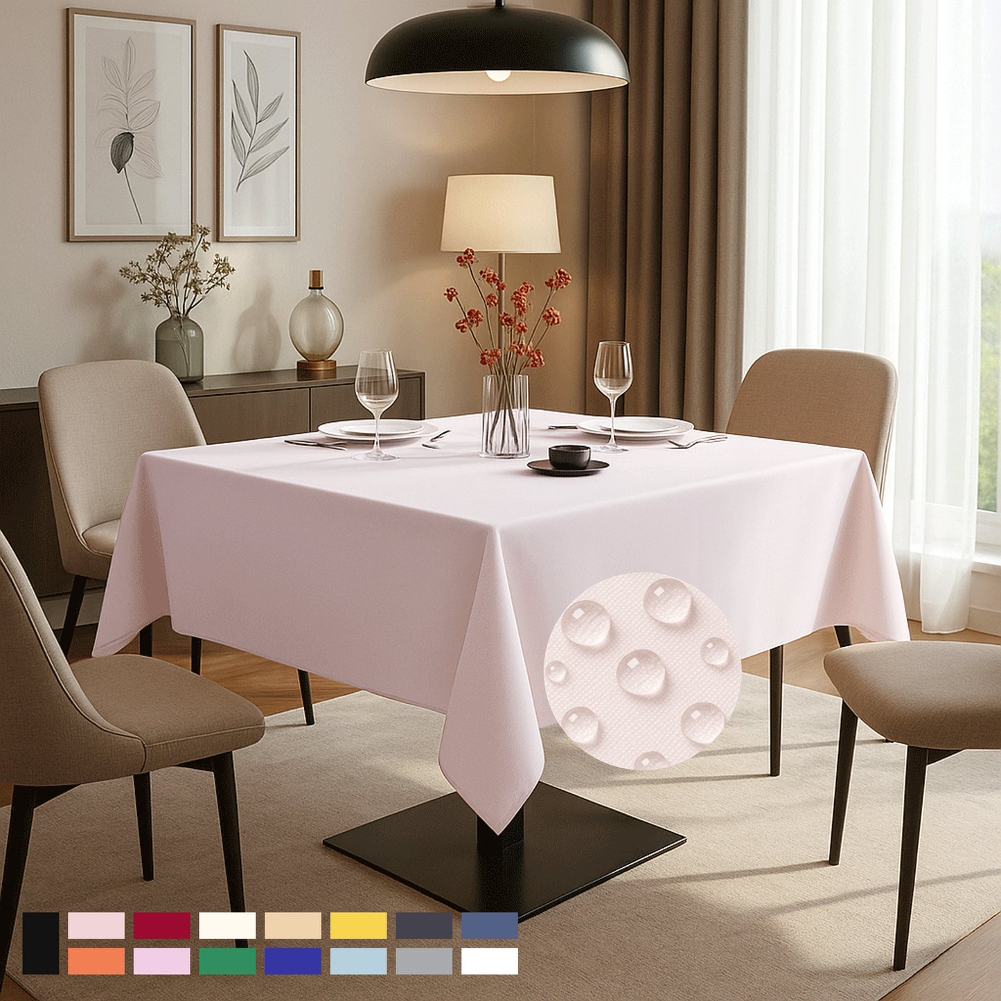 ComfiTime Durable Polyester Tablecloth Square