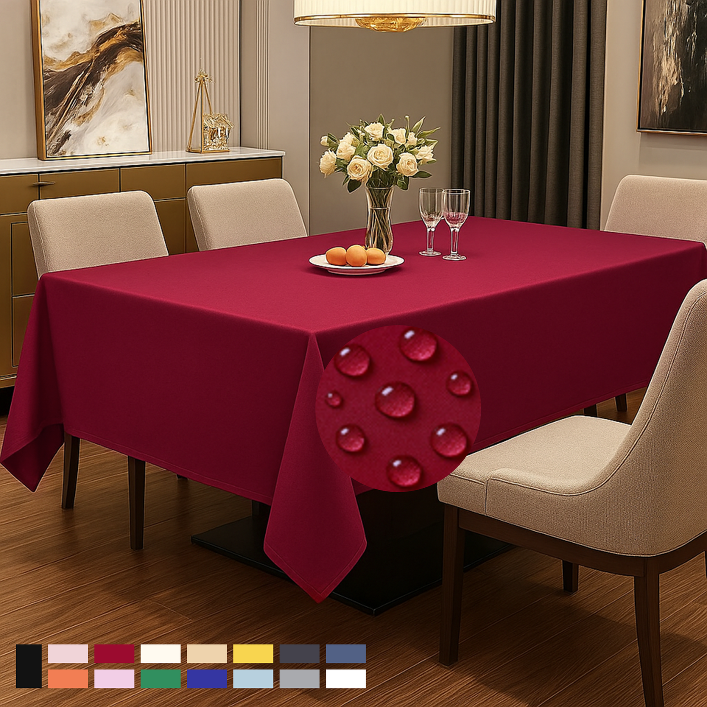 ComfiTime Durable Polyester Tablecloth Rectangle 1.0