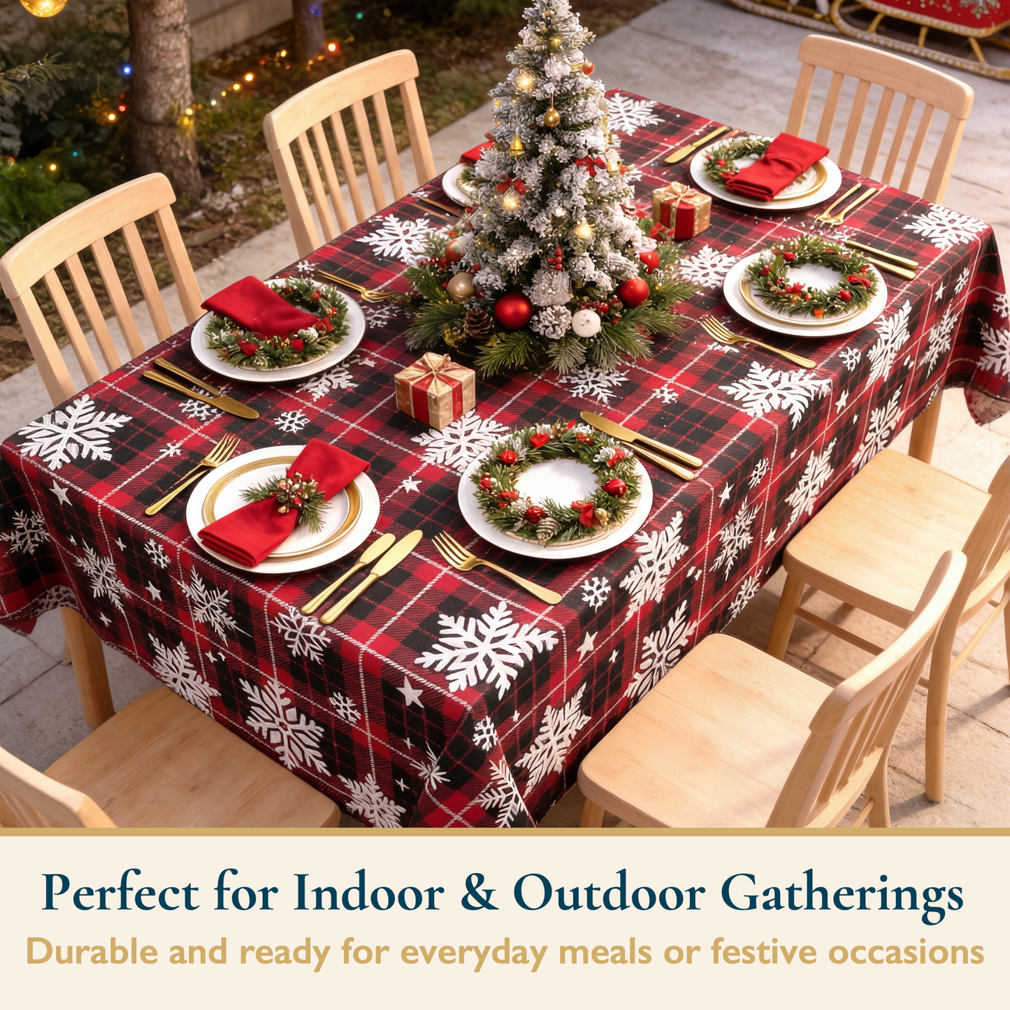 ComfiTime Christmas Vinyl Tablecloth