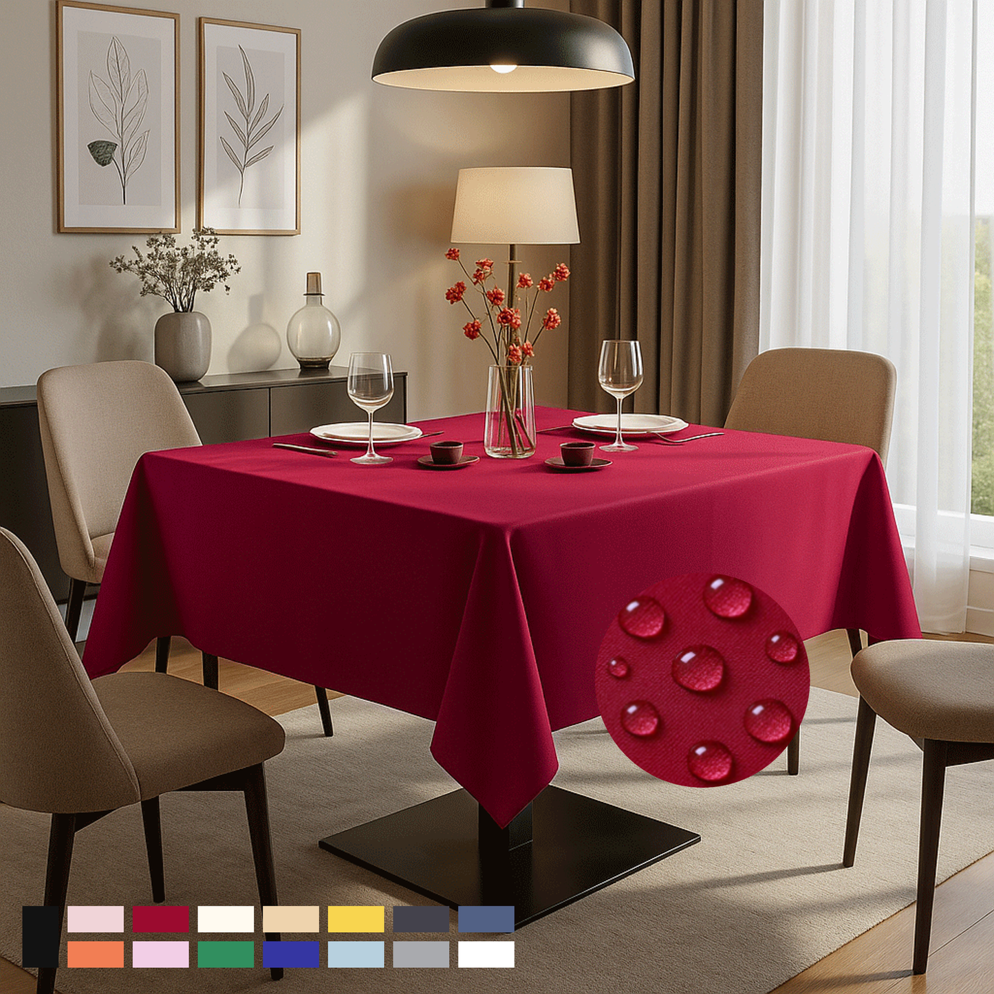 ComfiTime Durable Polyester Tablecloth Square