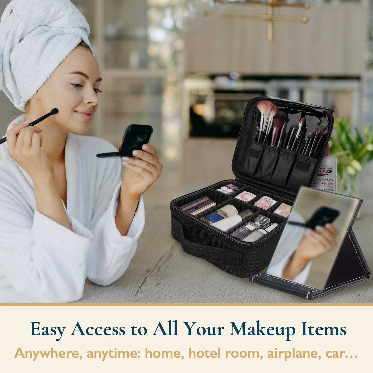 Customizable Makeup Case With Bonus Travel Mirror