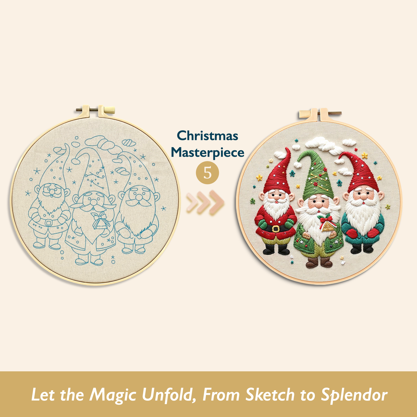 ComfiTime Christmas Embroidery Kit for Beginners – 5 Skill-Building Levels