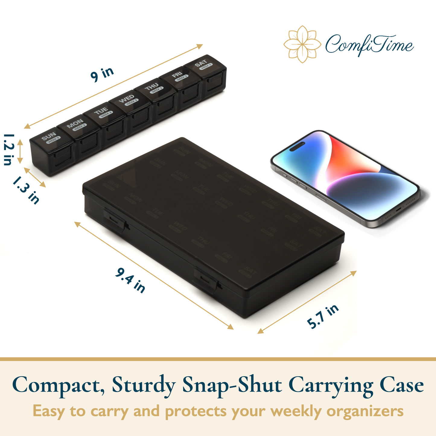 ComfiTime Pill Organizer – 28-Day Large Monthly Pill Case, Once-a-Day (Daily)