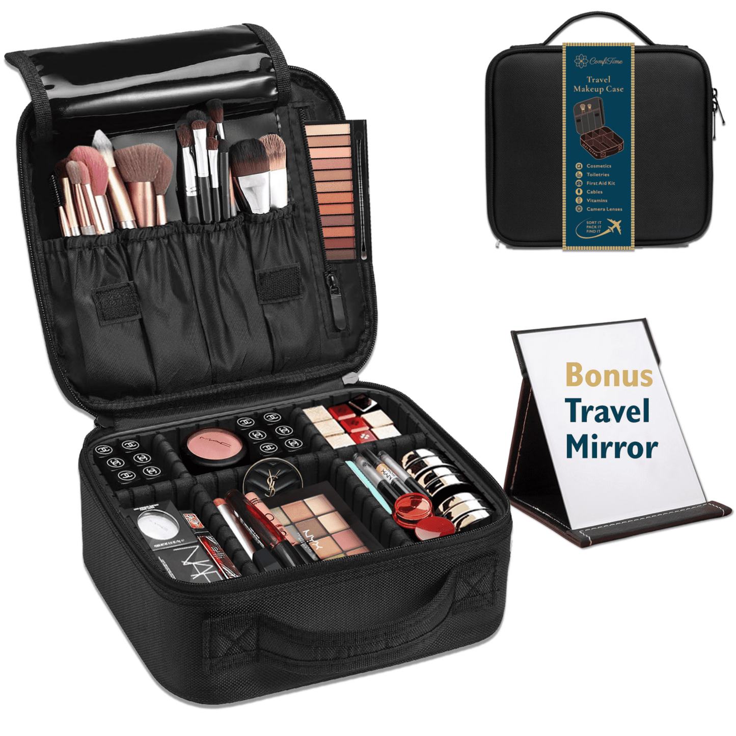 Customizable Makeup Case With Bonus Travel Mirror