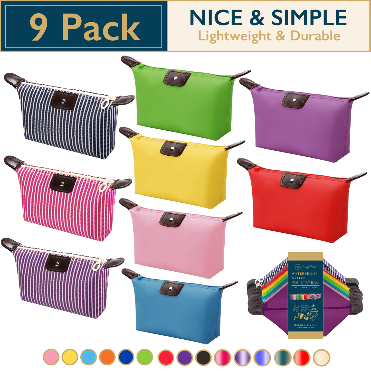 Travel Makeup Bags, 6 Pack