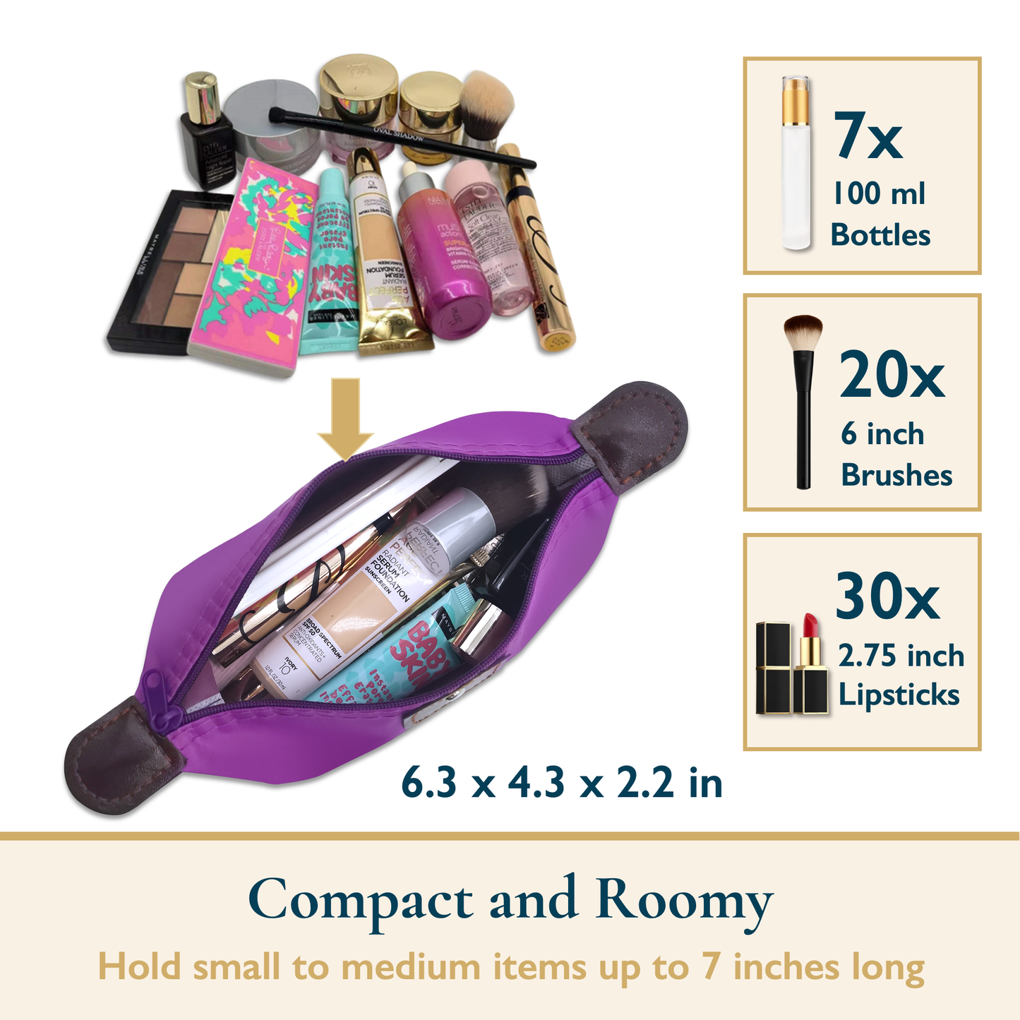 Travel Makeup Bags, 6 Pack