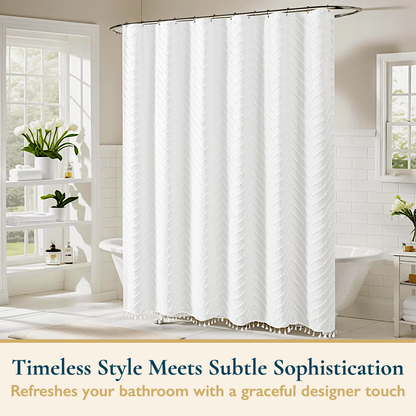 Shower Curtain-Tassels-Chevron