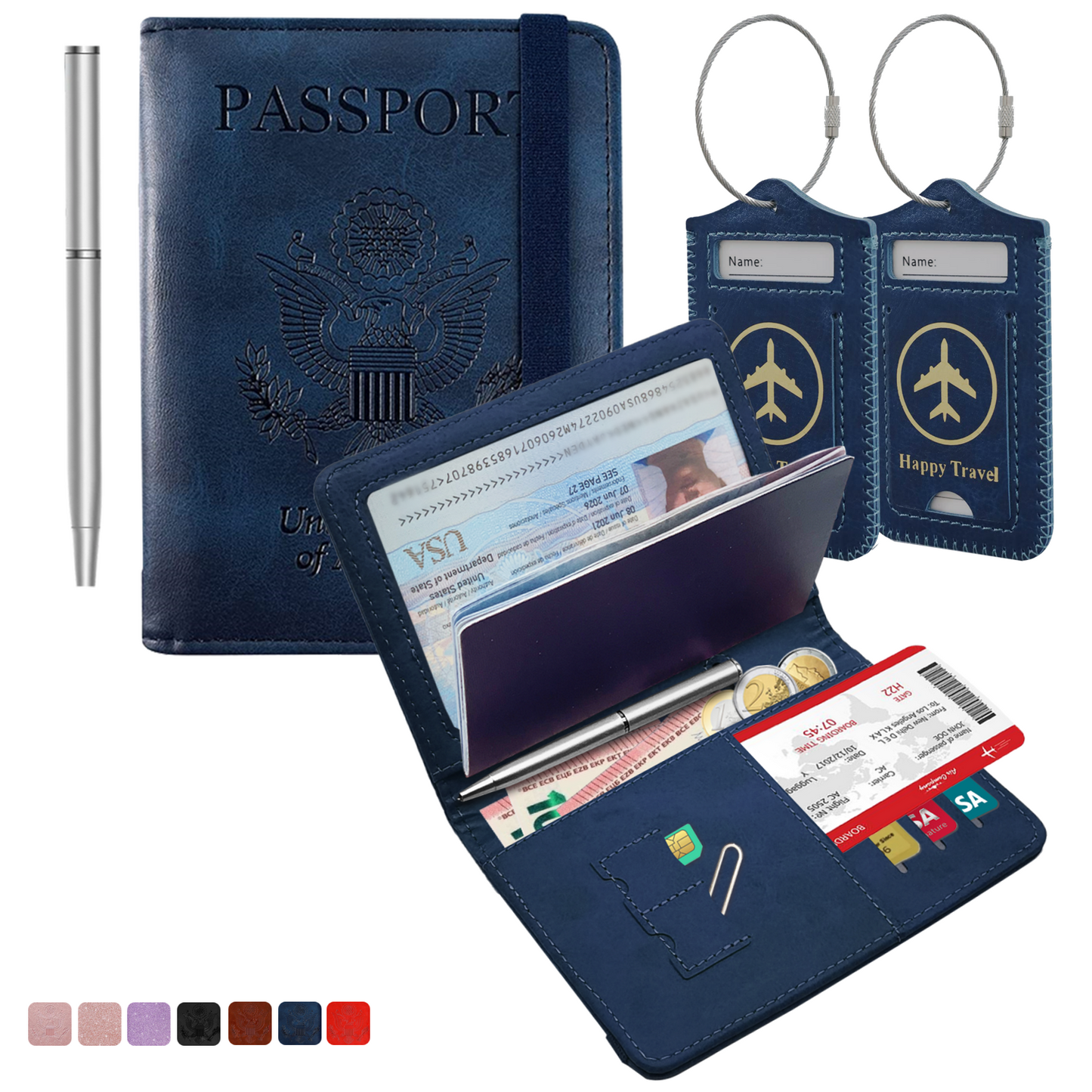 Passport Holder and Luggage Tags Set