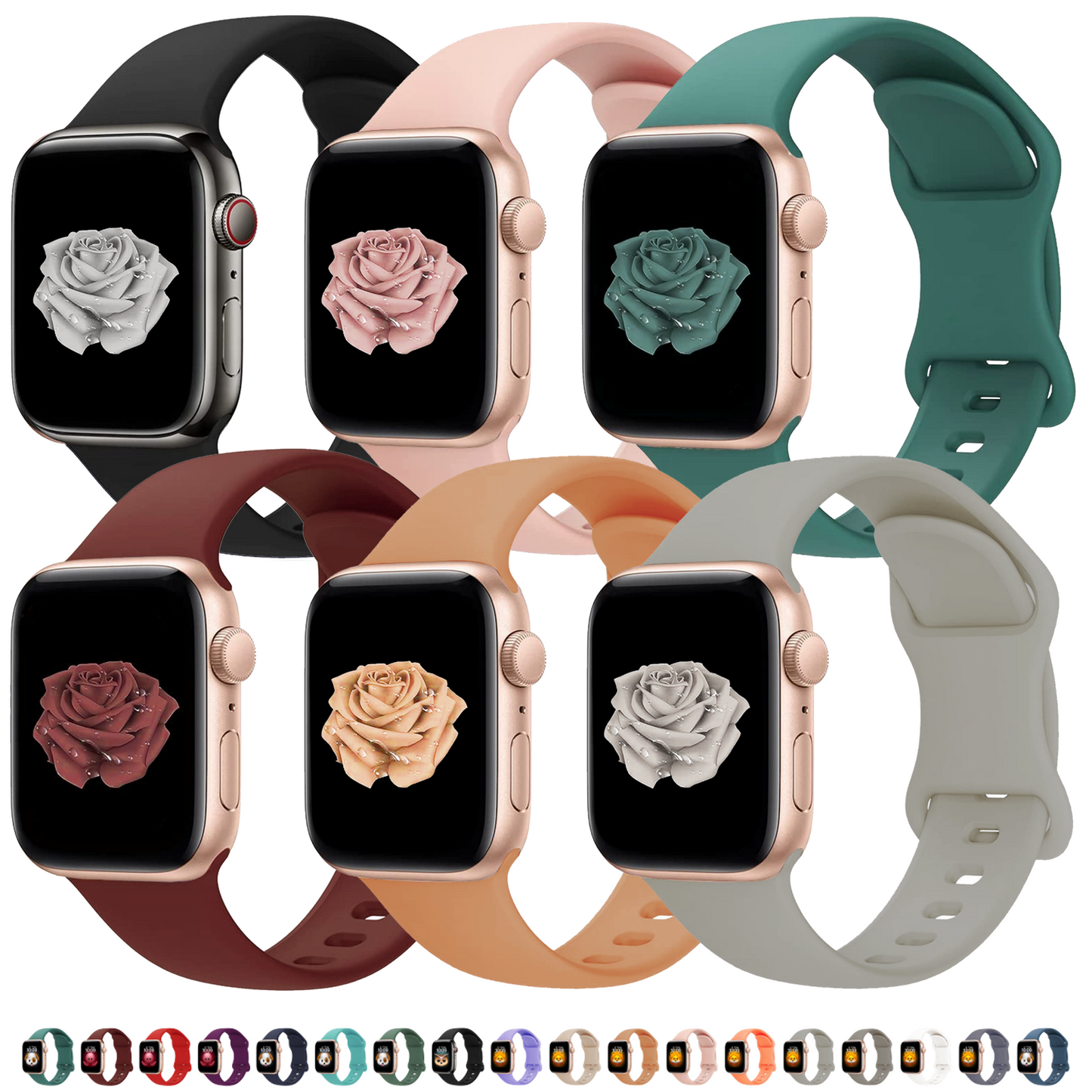 Silicone Apple Watch Sport Band, 6 Pack
