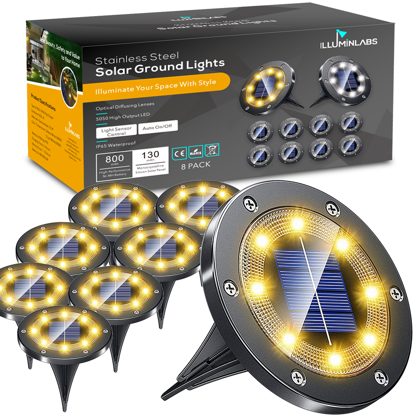 Solar Ground Light With Stainless-Steel Casing