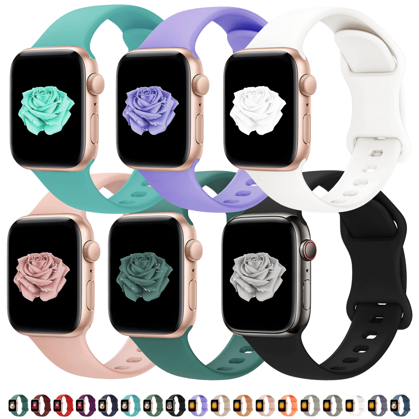 Silicone Apple Watch Sport Band, 6 Pack