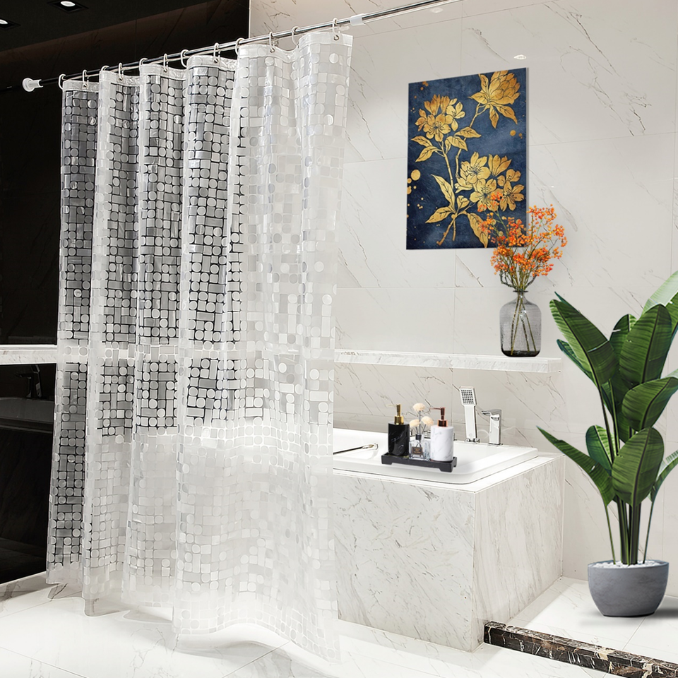8-Gauge Waterproof Shower Curtain Liner With Bonus Hooks, 72 x 72 in