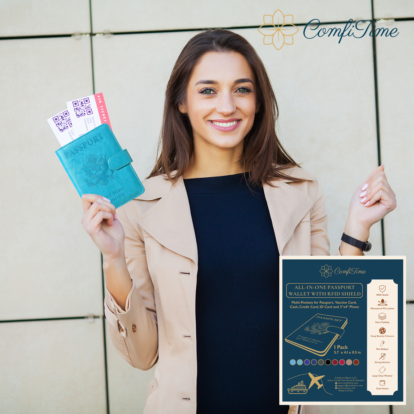 RFID-Blocking Passport Wallet With Large Cash Pocket
