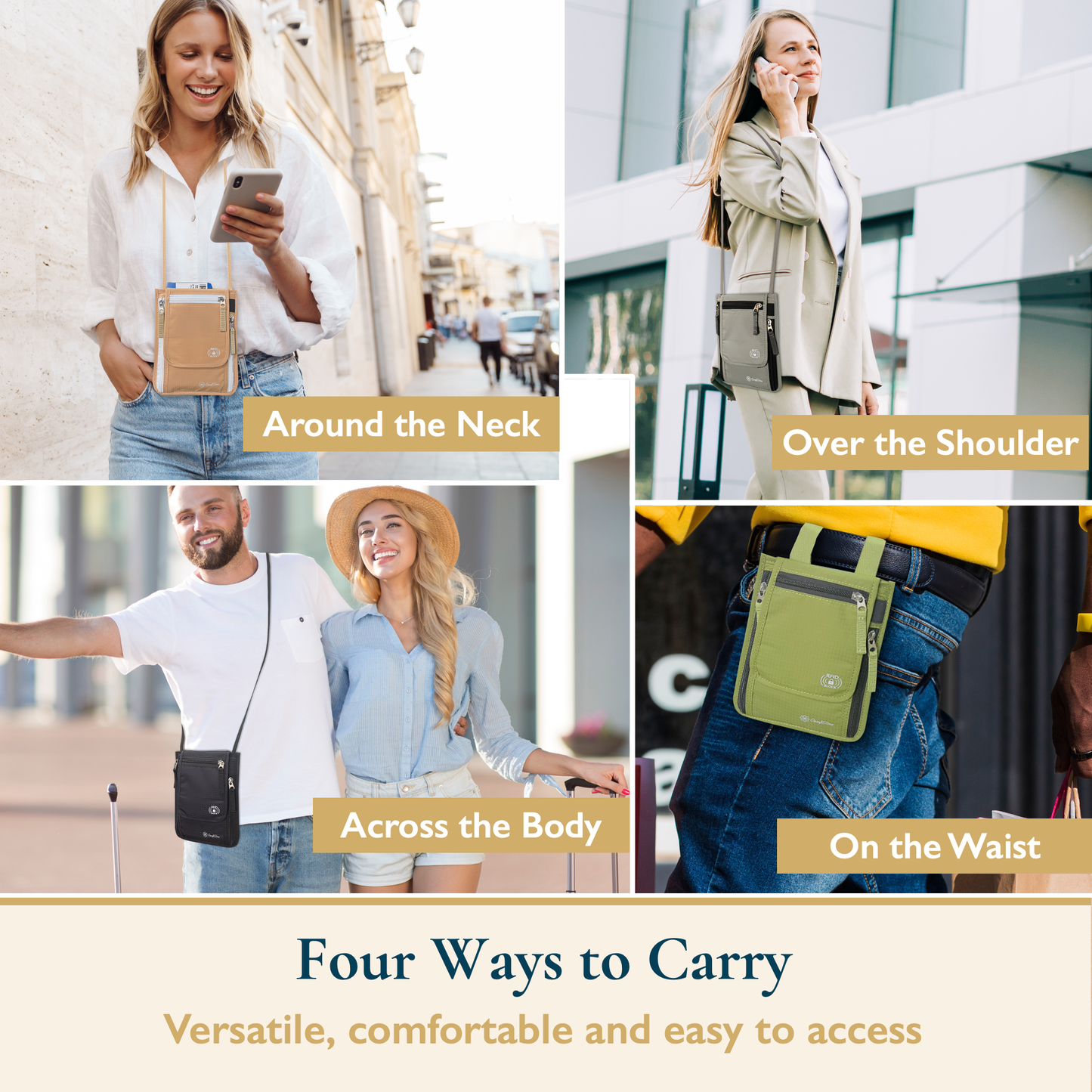 RFID Blocking Passport Holder Neck Wallet