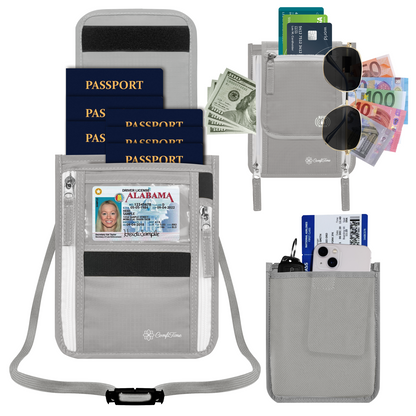 RFID Blocking Passport Holder Neck Wallet