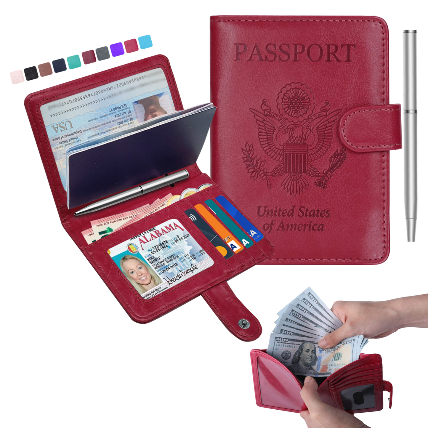 RFID-Blocking Passport Wallet With Large Cash Pocket