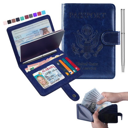 RFID-Blocking Passport Wallet With Large Cash Pocket