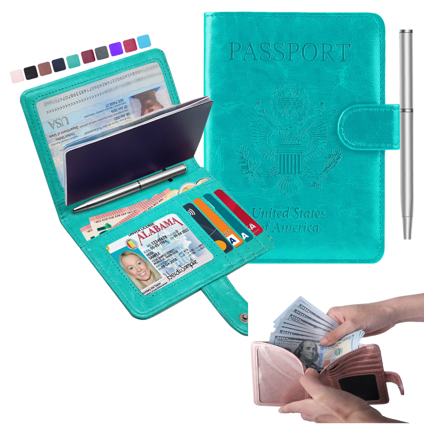 RFID-Blocking Passport Wallet With Large Cash Pocket