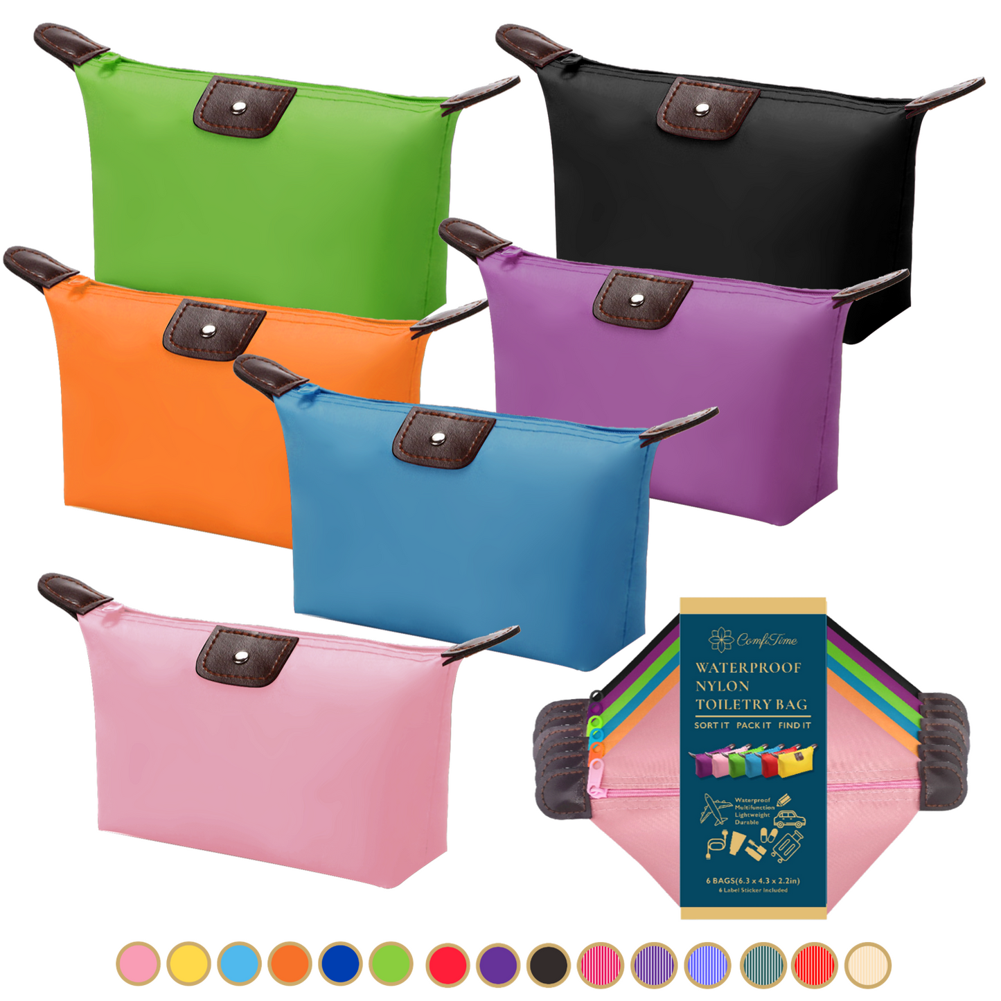 Travel Makeup Bags, 6 Pack