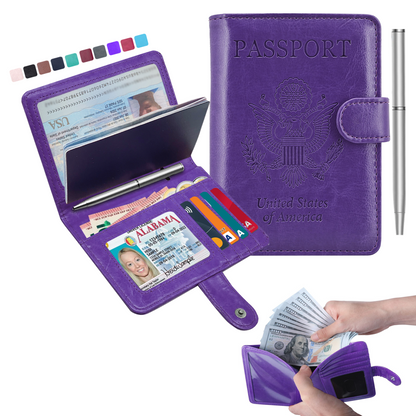 RFID-Blocking Passport Wallet With Large Cash Pocket