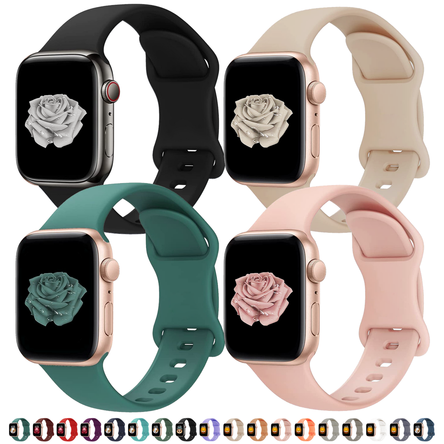 Silicone Apple Watch Sport Band, 4 Pack