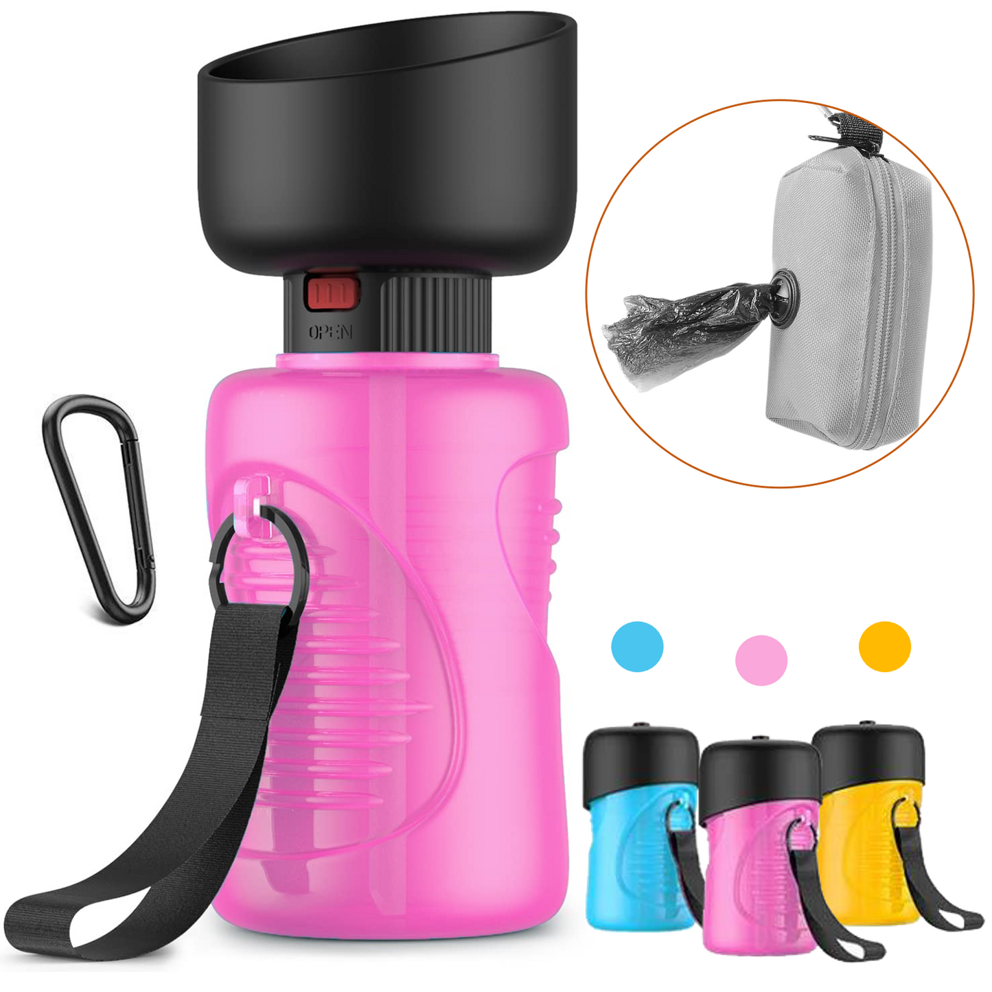 Leakproof Dog Water Bottle With Bonus Dog Poop Bag Dispenser