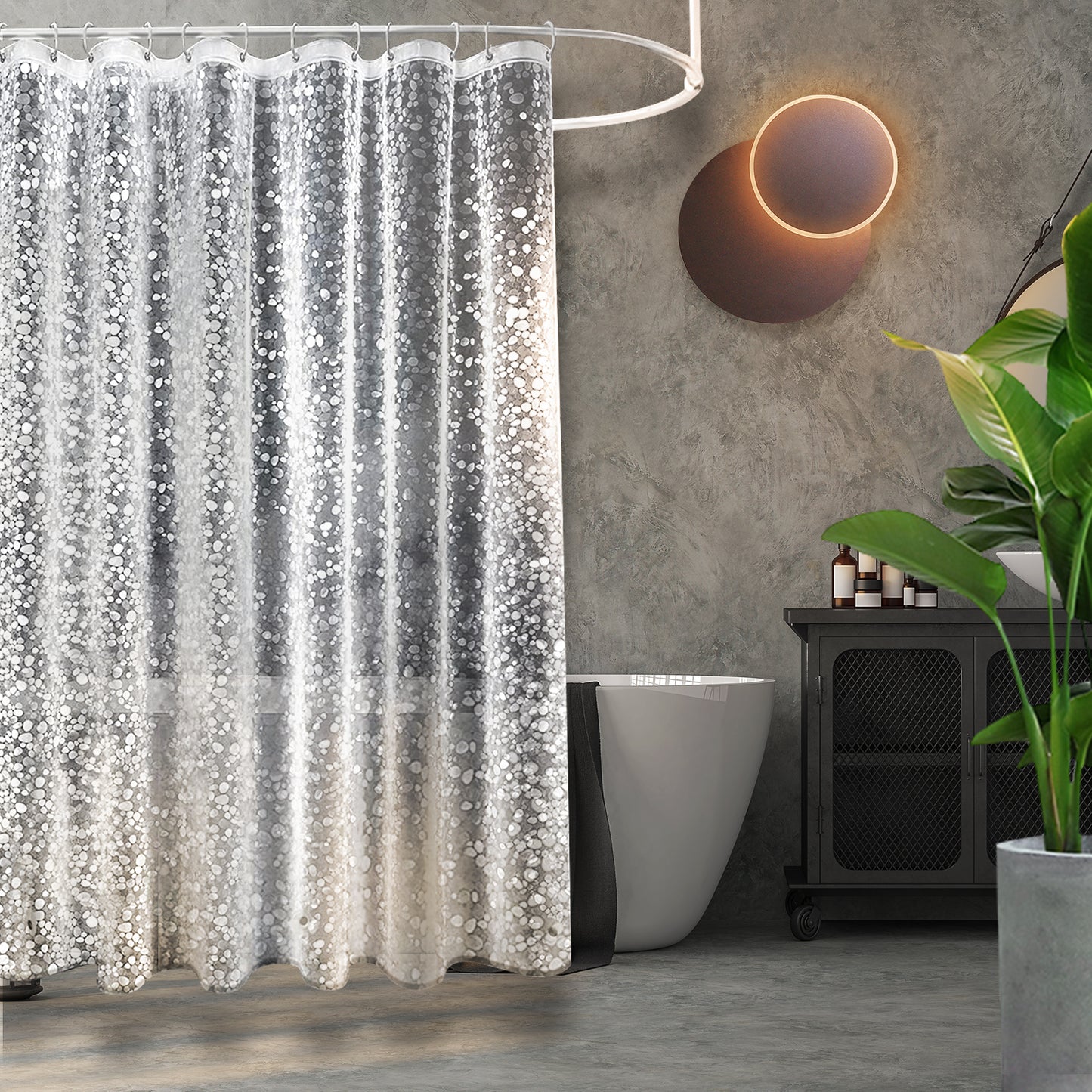 8-Gauge Waterproof Shower Curtain Liner With Bonus Hooks, 72 x 72 in