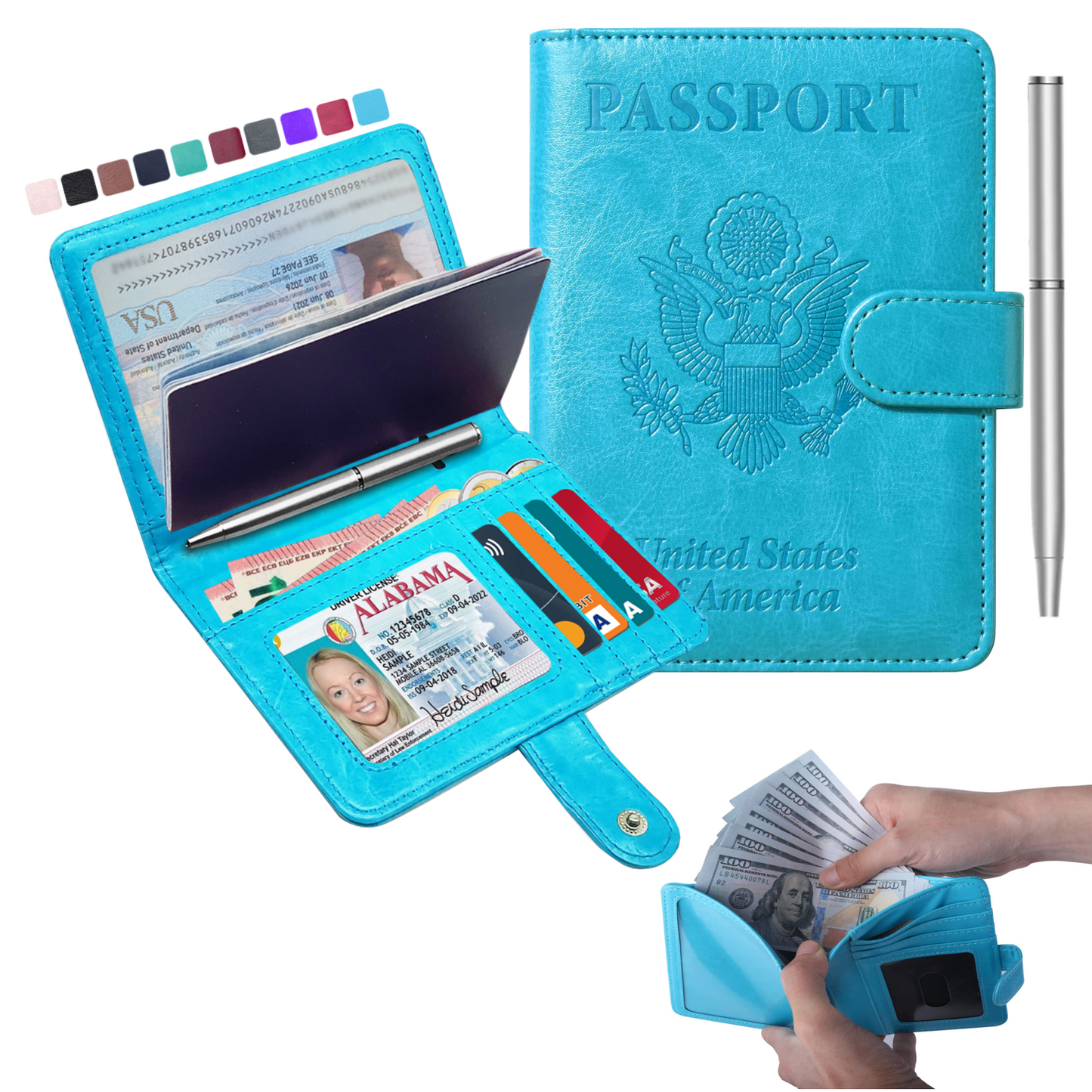 RFID-Blocking Passport Wallet With Large Cash Pocket