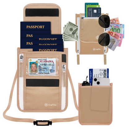 RFID Blocking Passport Holder Neck Wallet