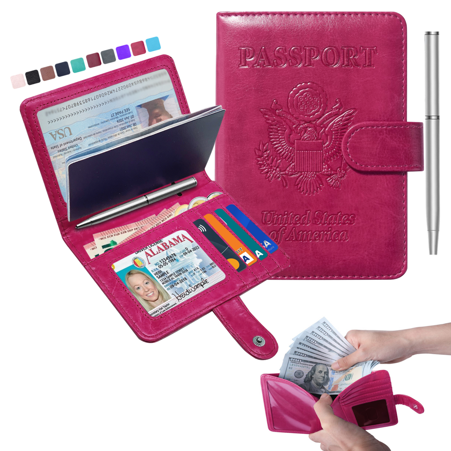 RFID-Blocking Passport Wallet With Large Cash Pocket
