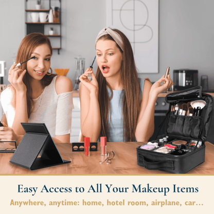Customizable Makeup Case With Strap and Bonus Travel Mirror