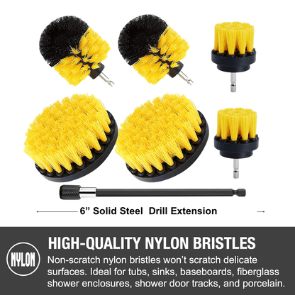 8-Piece Drill Brush Set With Splash Shield