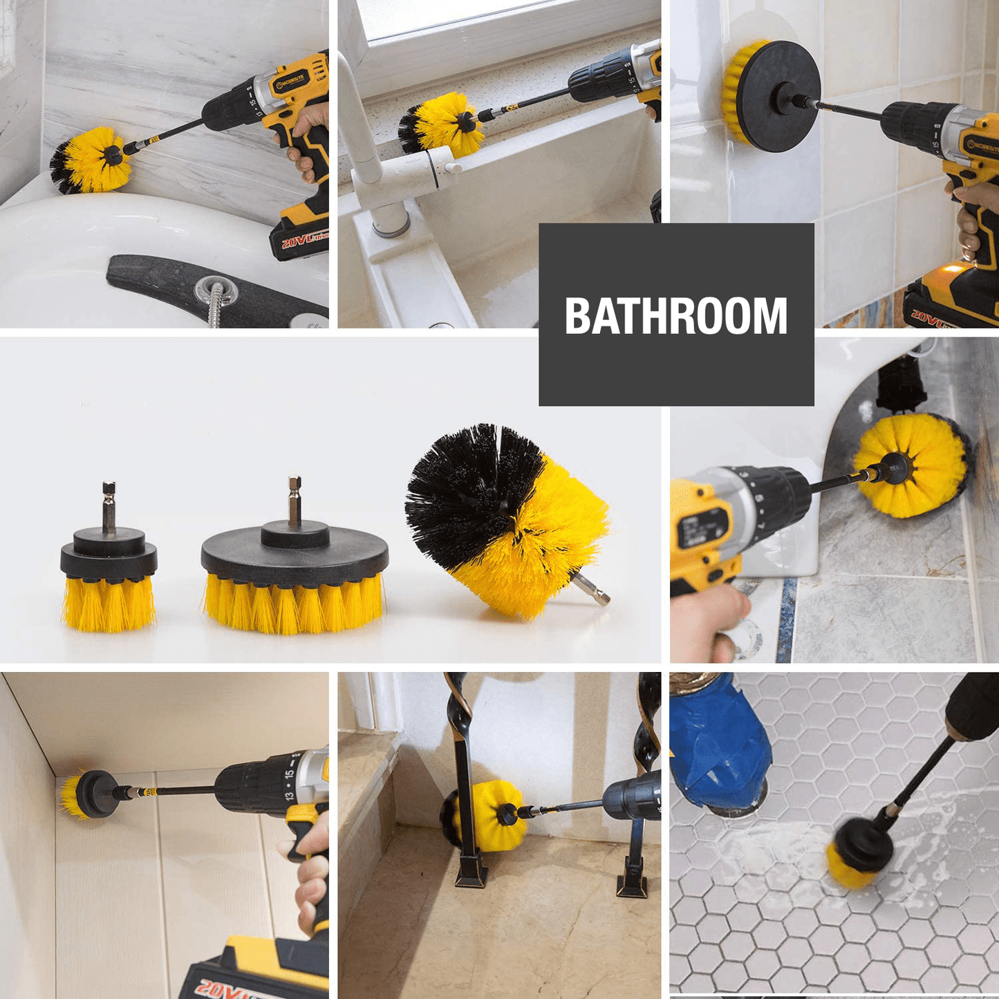 21-Piece Drill Brush Set With Splash Shield