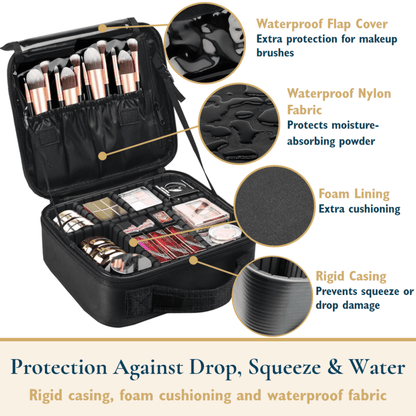 Customizable Makeup Case With Strap and Bonus Travel Mirror