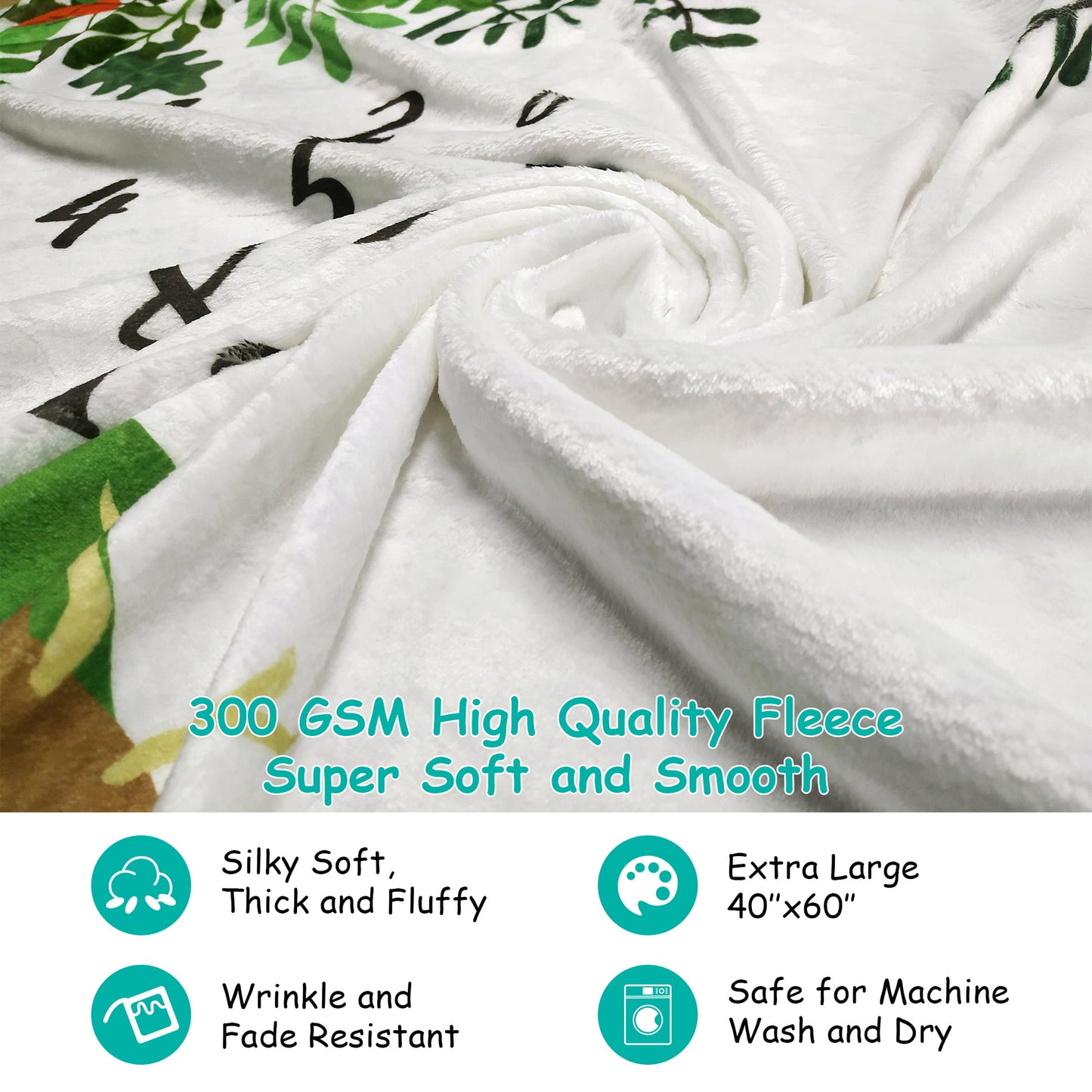 Soft Fleece Adaptable Baby Milestone Blanket, 300 GSM, 40 x 60 in