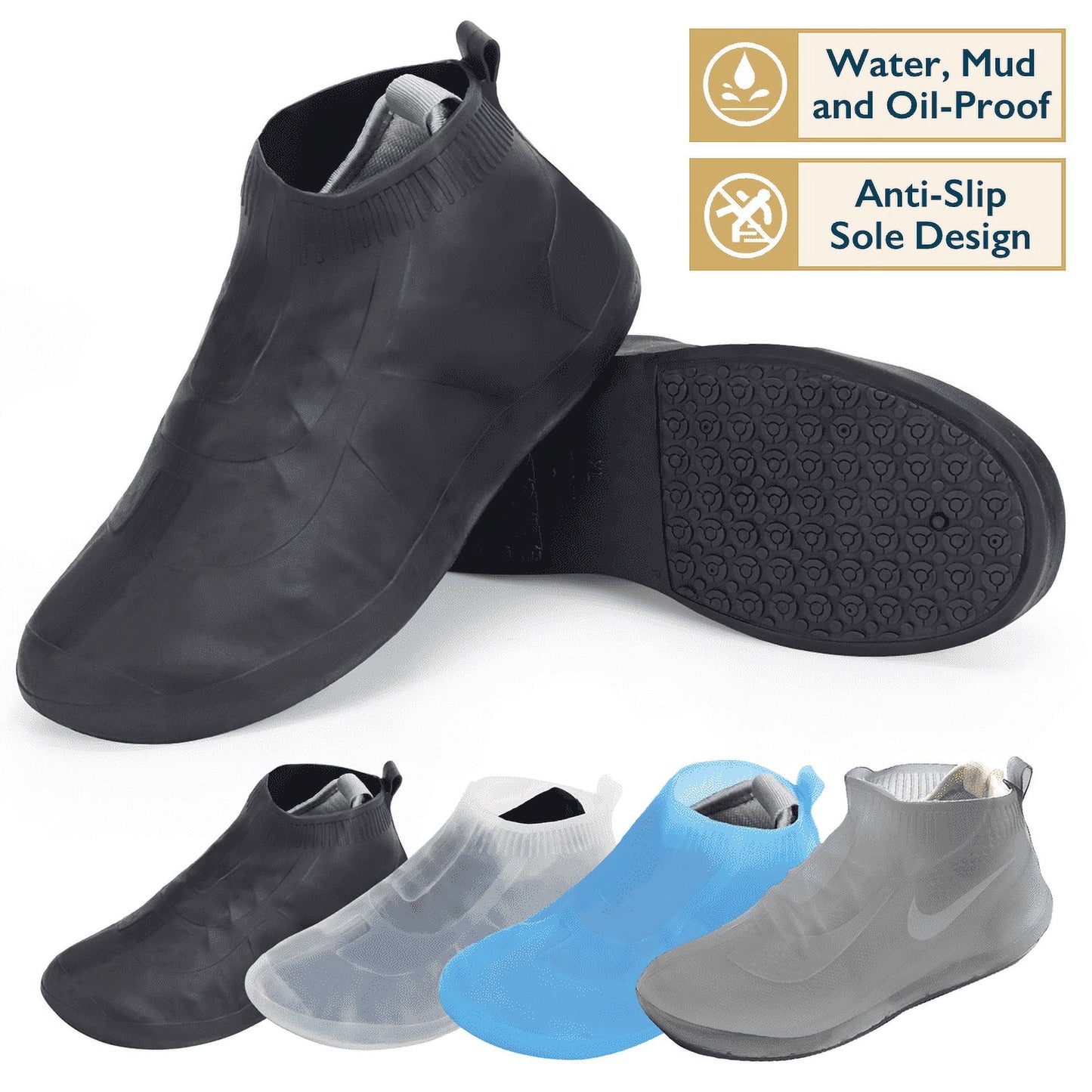 Waterproof Shoe Covers, TPE Rubber, Low-Rise