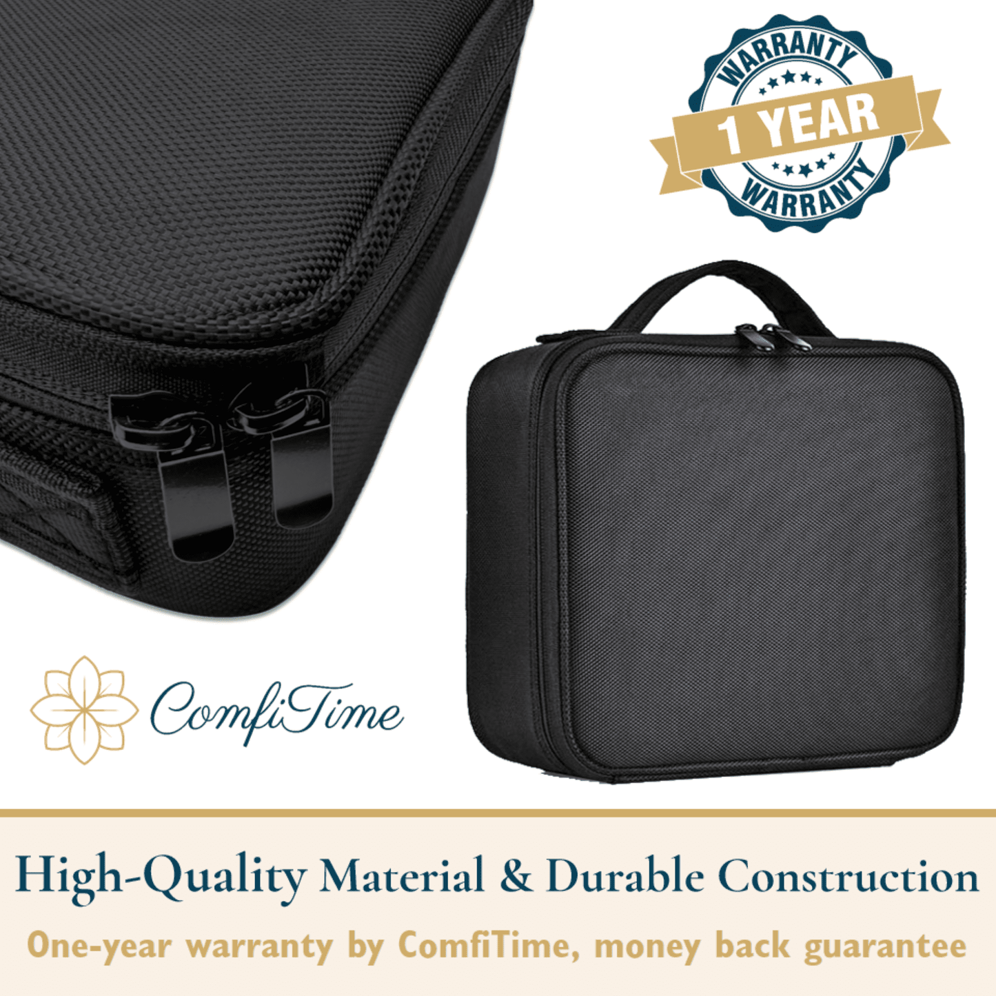 Customizable Makeup Case With Strap and Bonus Travel Mirror