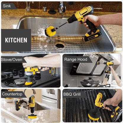 8-Piece Drill Brush Set With Splash Shield